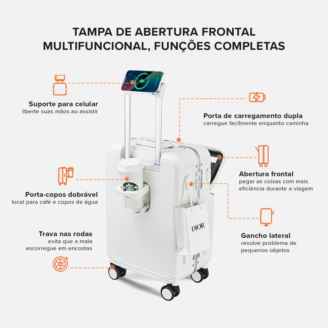 Mala de Viagem Pequena de Bordo 10 kg em Policarbonato Lisboa Maloa Branco Mala de Viagem Pequena de Bordo 10 kg em Policarbonato Lisboa Maloa Branco