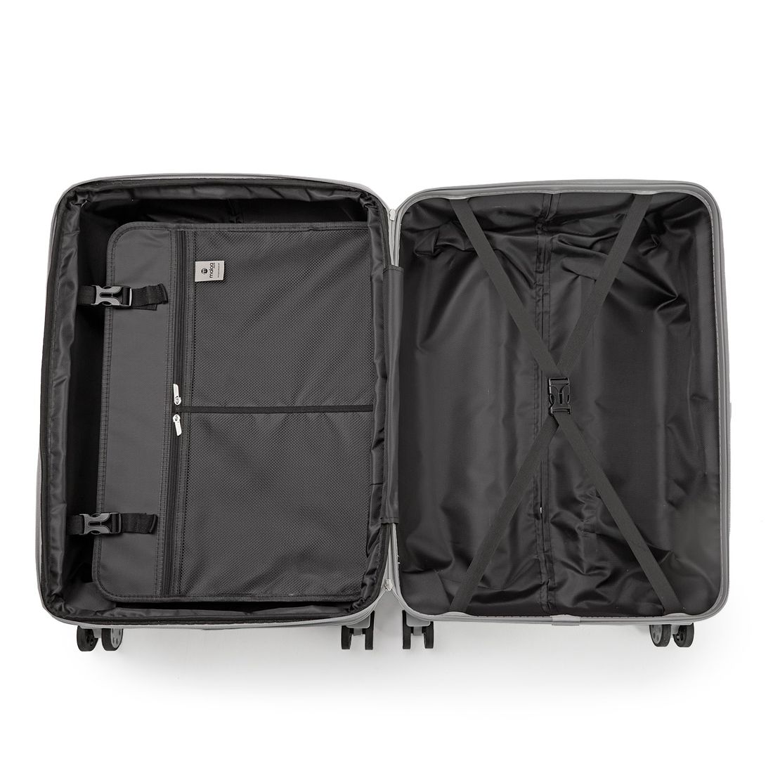 Kit Mala de Viagem Pequena de Bordo 10kg Brasil Prata e Mala Brasil Grande 32kg Prata Kit Mala de Viagem Pequena de Bordo 10kg Brasil Prata e Mala Brasil Grande 32kg Prata