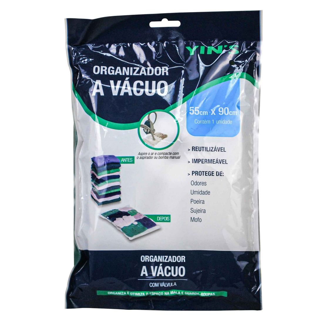 Saco Organizador de Roupa à Vácuo  55 x 90cm