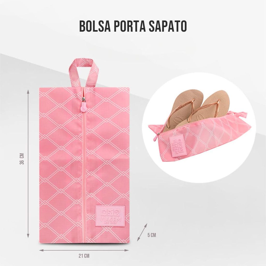 Bolsa Porta Sapato Listras Rosa