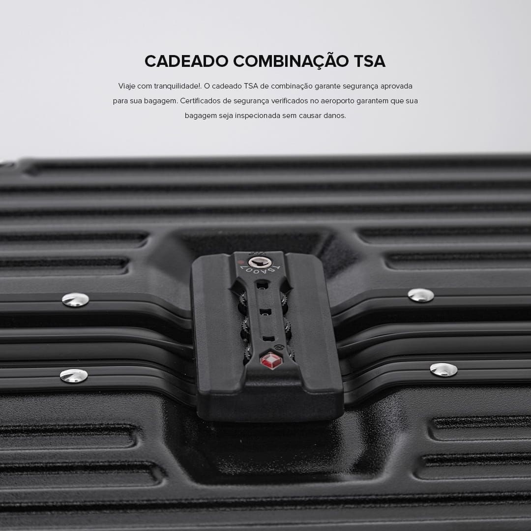 Mala de Viagem Grande 32kg Policarbonato ABS Noruega Maloa Preto Mala de Viagem Grande 32kg Policarbonato ABS Noruega Maloa Preto