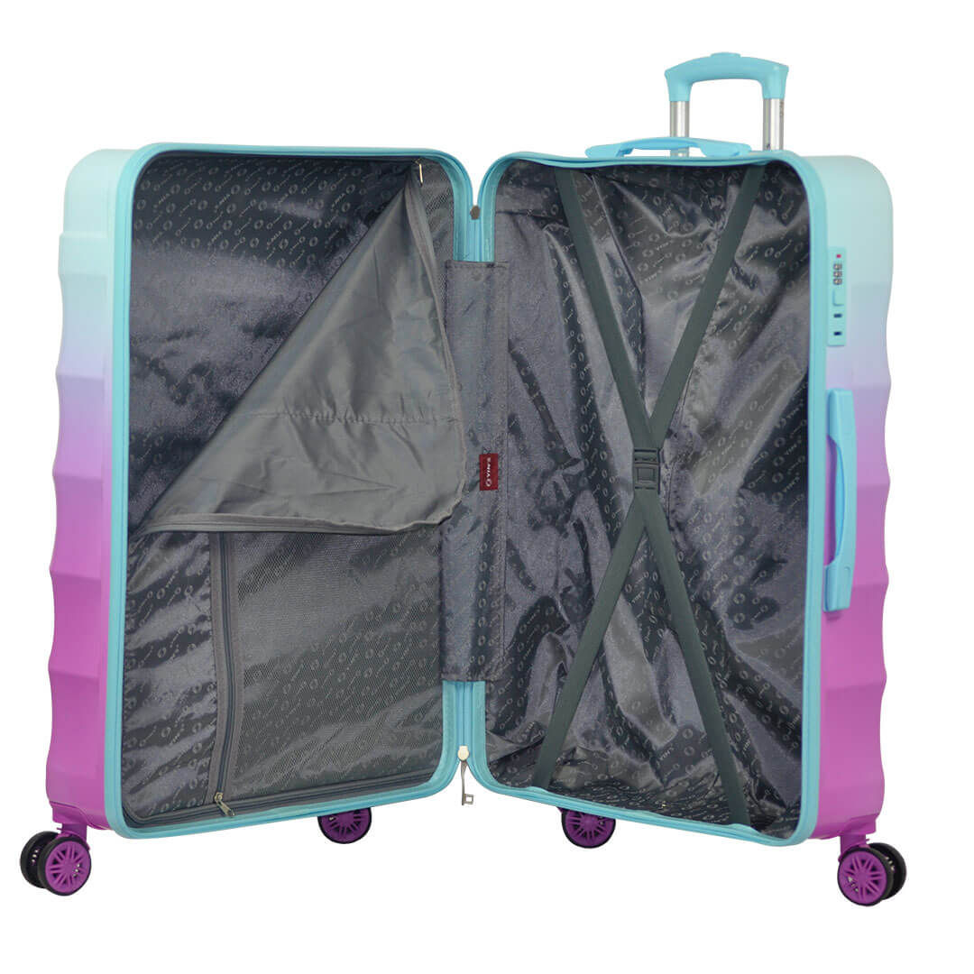 Mala De Viagem Grande 32kg Gradiente Colors Policarbonato Com ABS Azul com Rosa Mala De Viagem Grande 32kg Gradiente Colors Policarbonato Com ABS Azul com Rosa