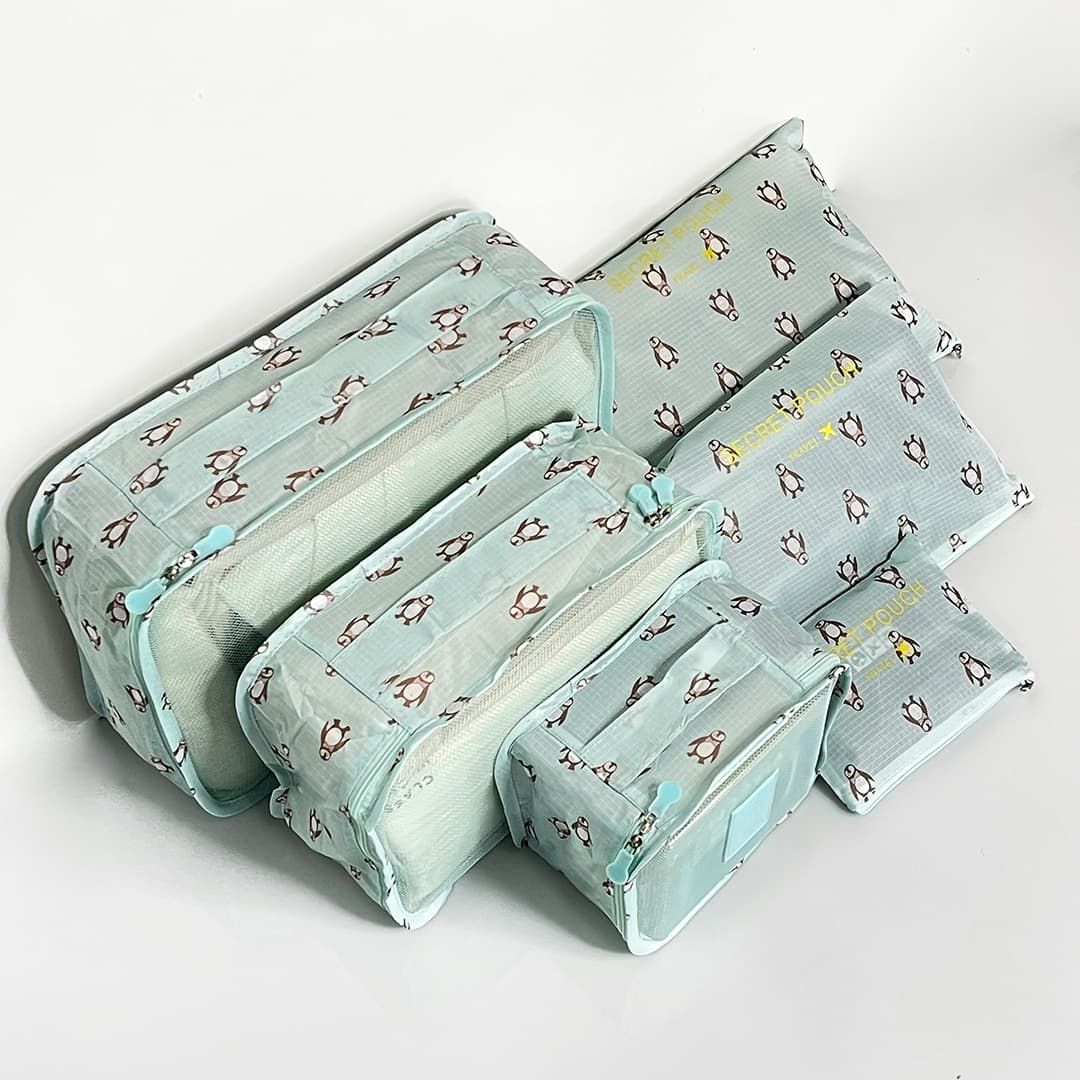 Kit Organizador De Mala 6 Peças Pinguim Acqua
