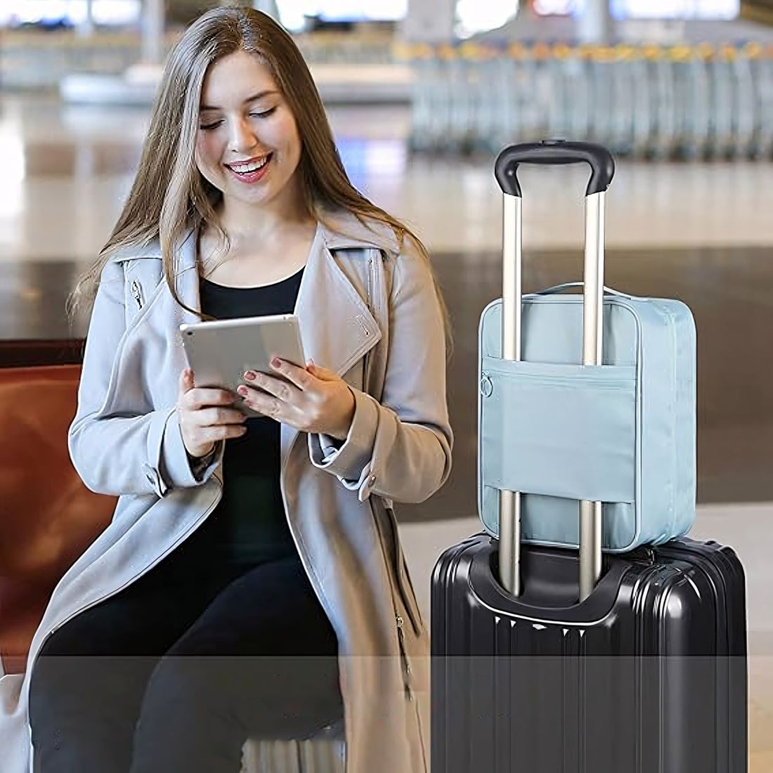 Kit Frasqueira Ibiza Azul, Kit Frasco 7 Peças e Organizador Porta Sapato Azul