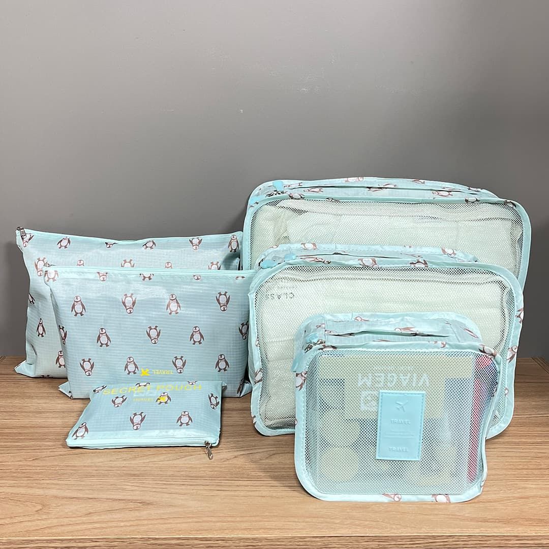 Kit Organizador De Mala 6 Peças Pinguim Acqua