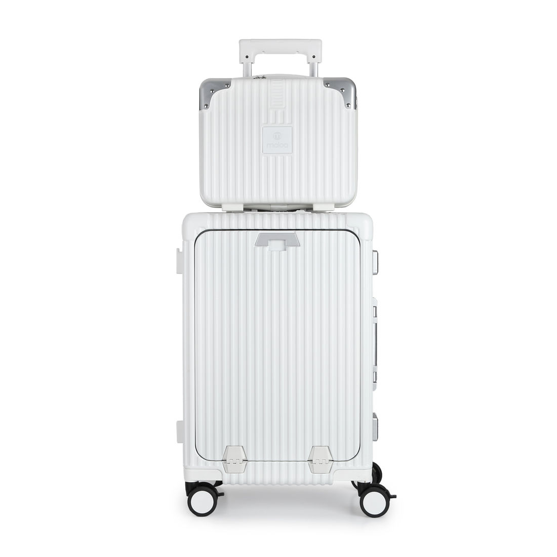 Conjunto Mala de Viagem Pequena de Bordo 10kg Policarbonato Suécia e Frasqueira Bali Maloa Branco