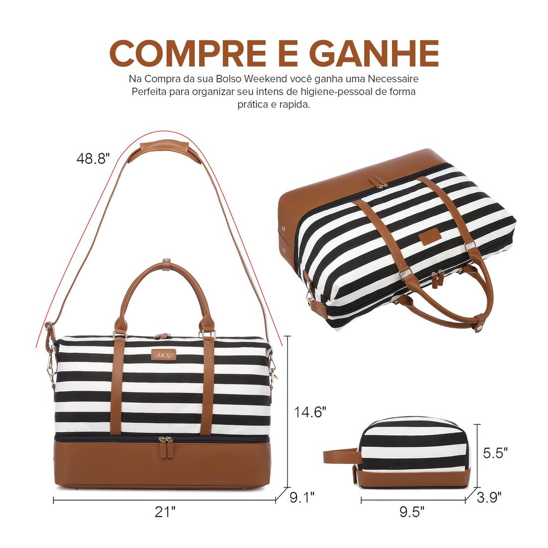 Bolsa de Viagem em Lona Weekend Listras Bolsa de Viagem em Lona Weekend Listras