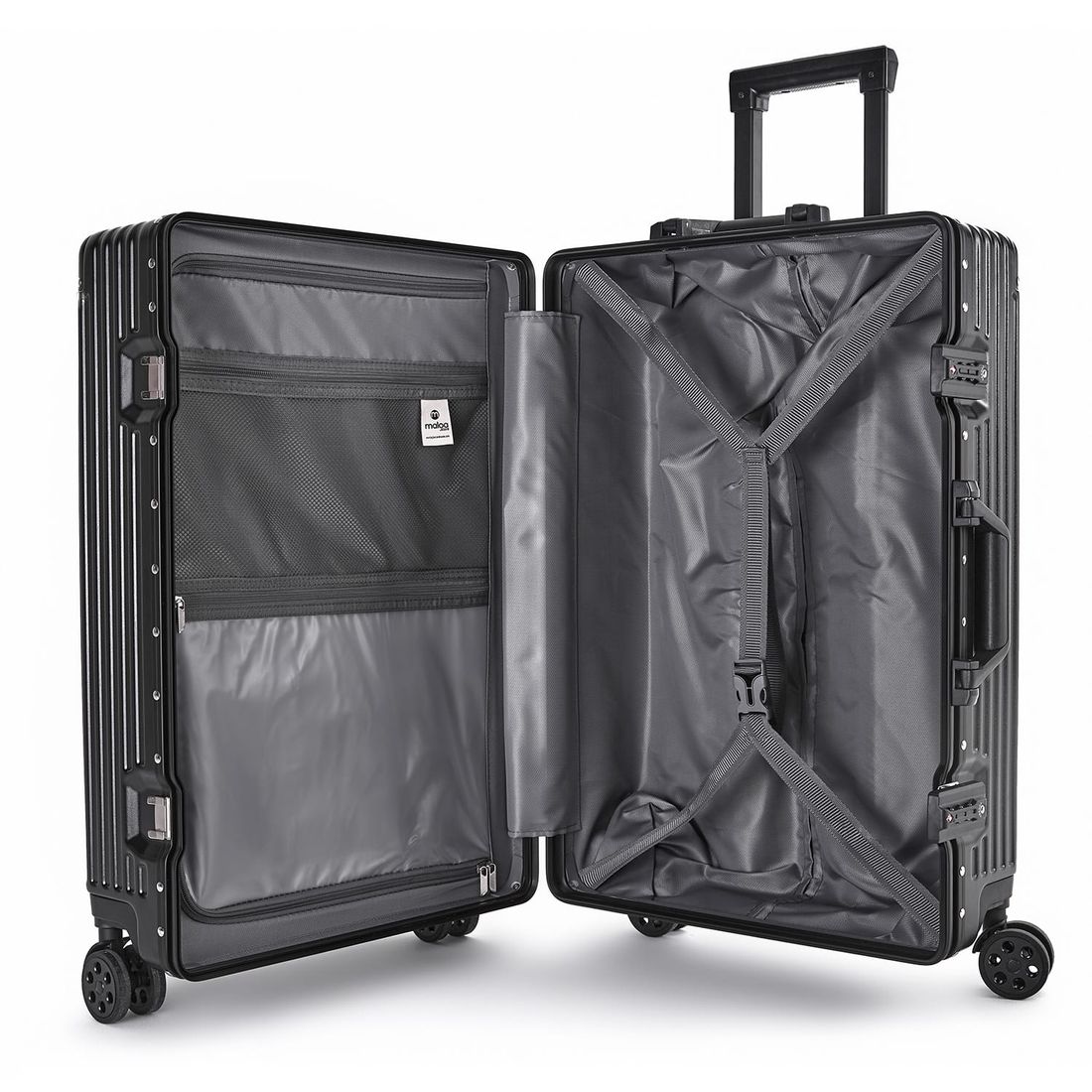Mala de Viagem Média 23kg Policarbonato ABS Noruega Maloa Preto Mala de Viagem Média 23kg Policarbonato ABS Noruega Maloa Preto