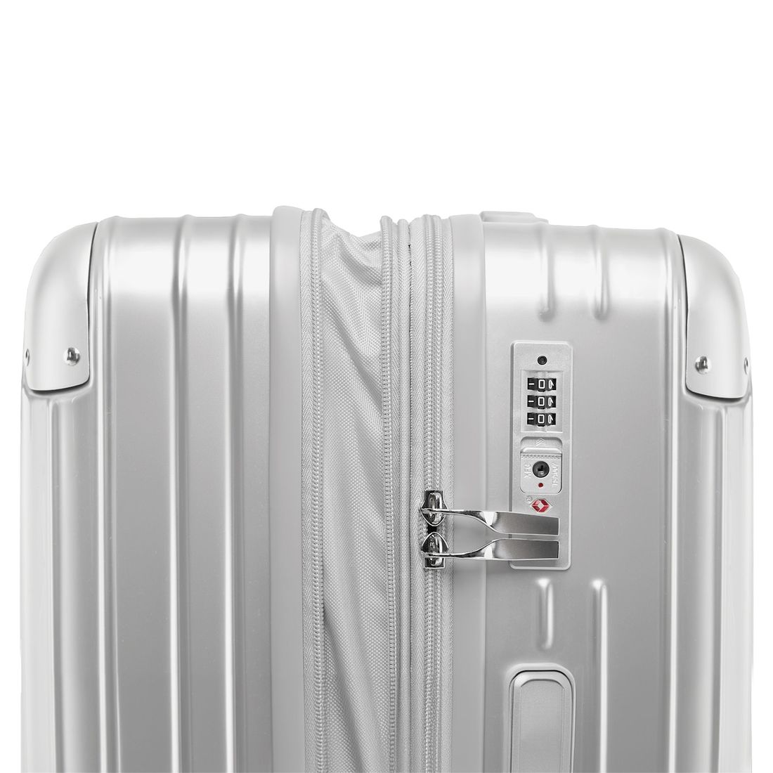 Kit Mala de Viagem Pequena de Bordo 10kg Brasil Prata e Mala Brasil Grande 32kg Prata Kit Mala de Viagem Pequena de Bordo 10kg Brasil Prata e Mala Brasil Grande 32kg Prata