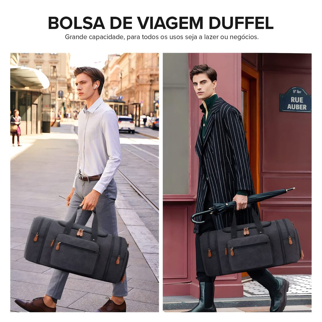 Bolsa de Viagem com Expansor Canvas Duffel Bags Chumbo Bolsa de Viagem com Expansor Canvas Duffel Bags Chumbo