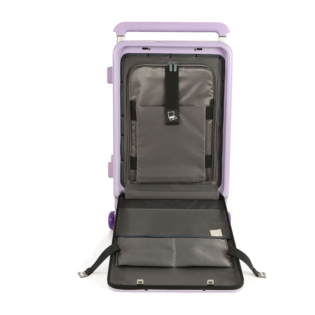 Kit Mala de Viagem Pequena 10kg Chicago Lilás e Kit Multifuncional Puffer com Porta Notebook, Porta Passaporte e Necessaire