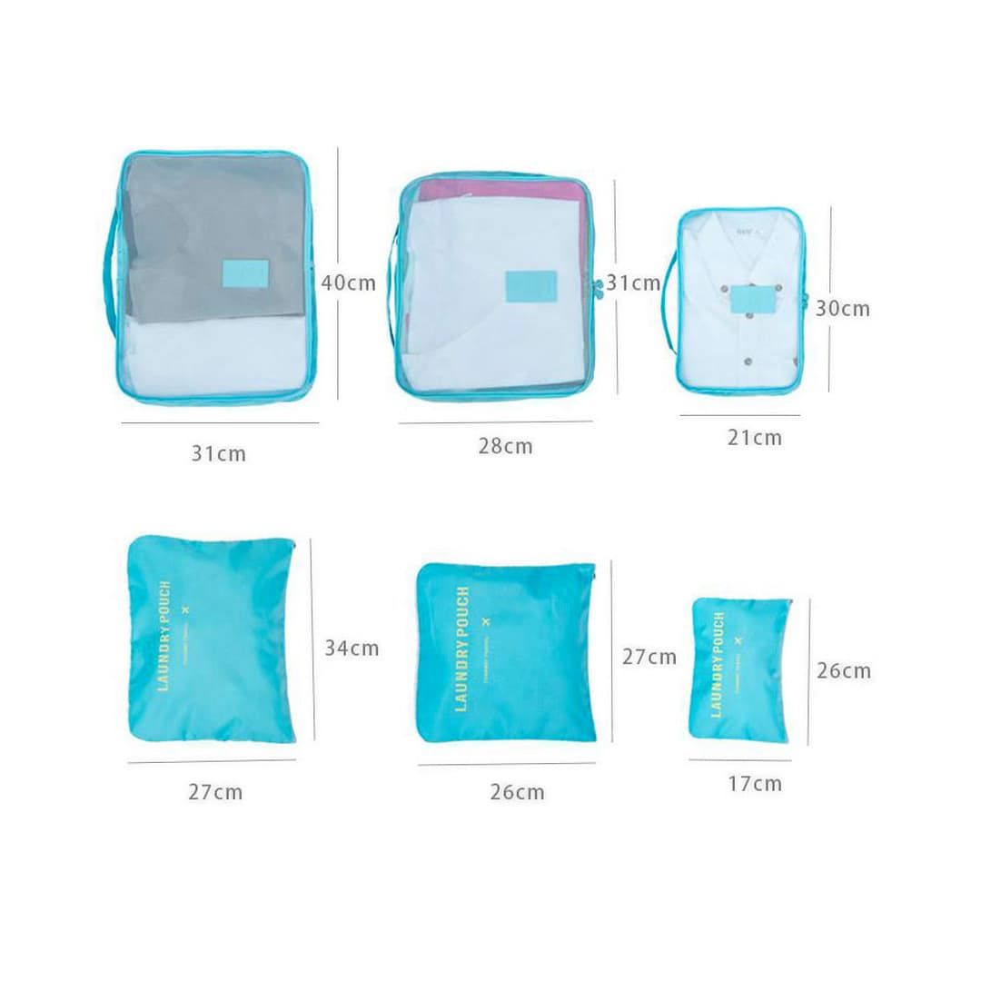 Kit Organizador De Mala 6 Peças Turquesa