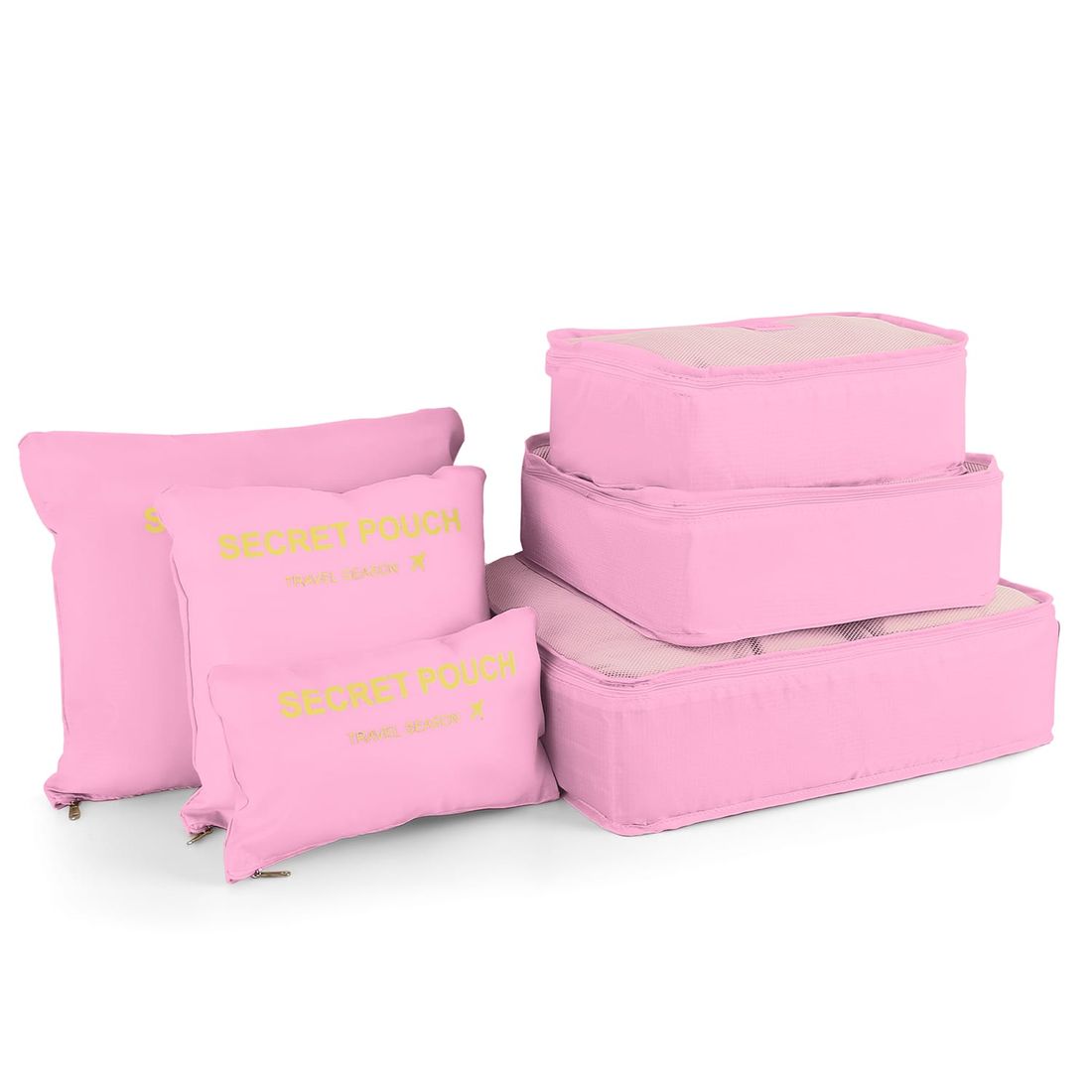 Kit Completo Brasil Branco, Kit Frasco 7 Pecas, Bolsa Journey e Kit Organizador Laundry Rosa