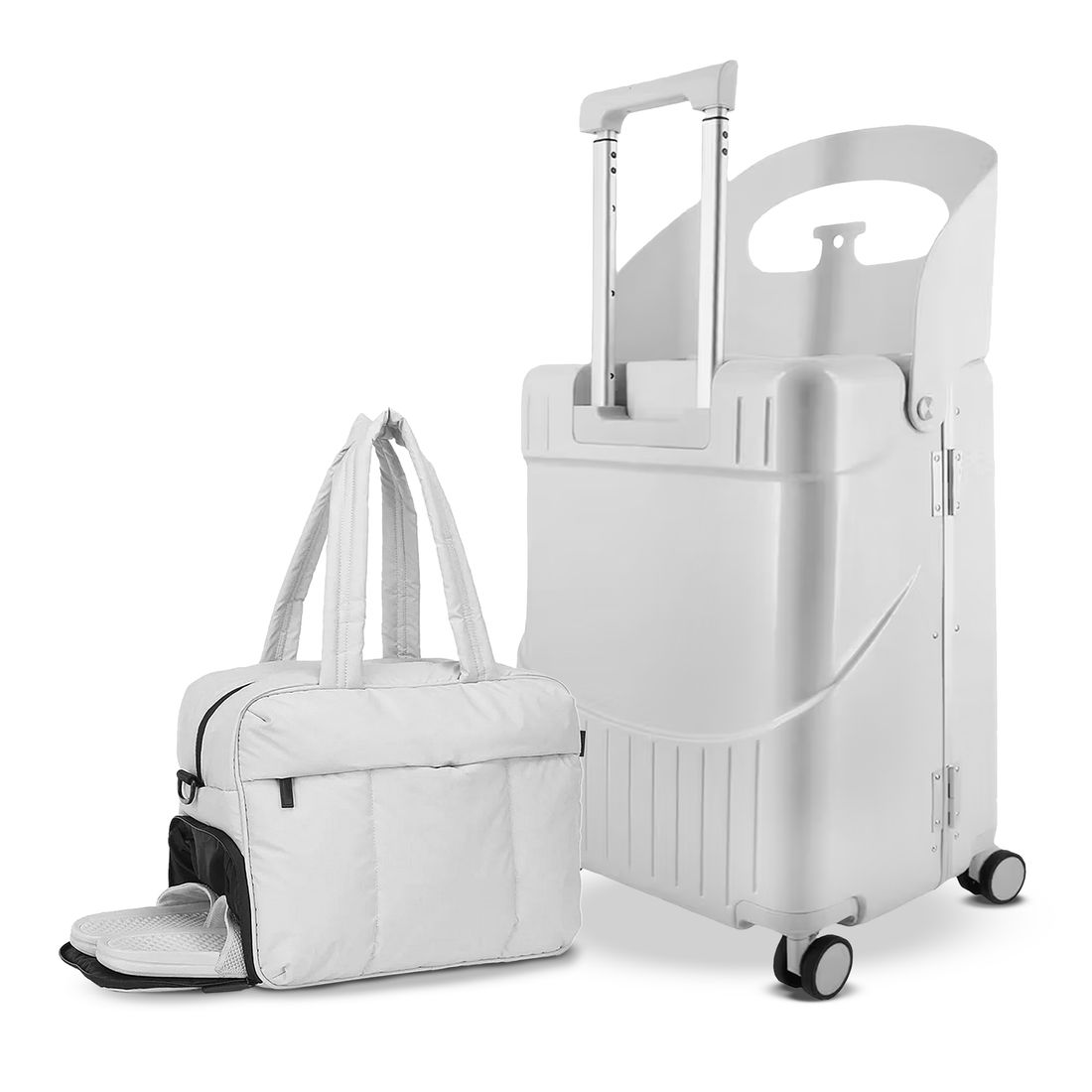 Kit Mala de Assento Grécia Media 23 kg Branca, Bolsa Confort e Tag Good Travel Branca