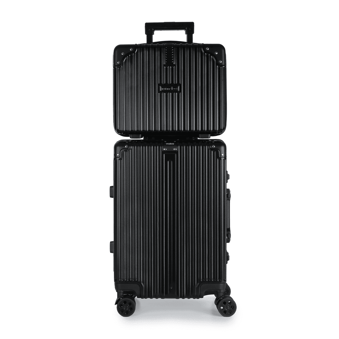 Conjunto Mala de Viagem Pequena de Bordo 10kg Policarbonato ABS Noruega Maloa Preto