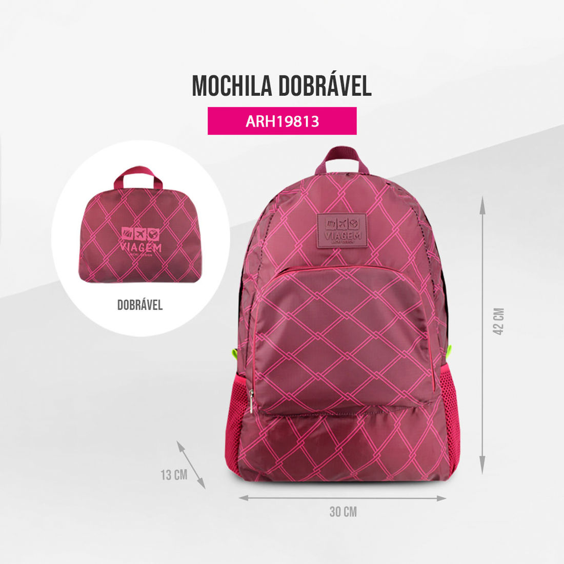 Mochila Dobrável Vinho Listras