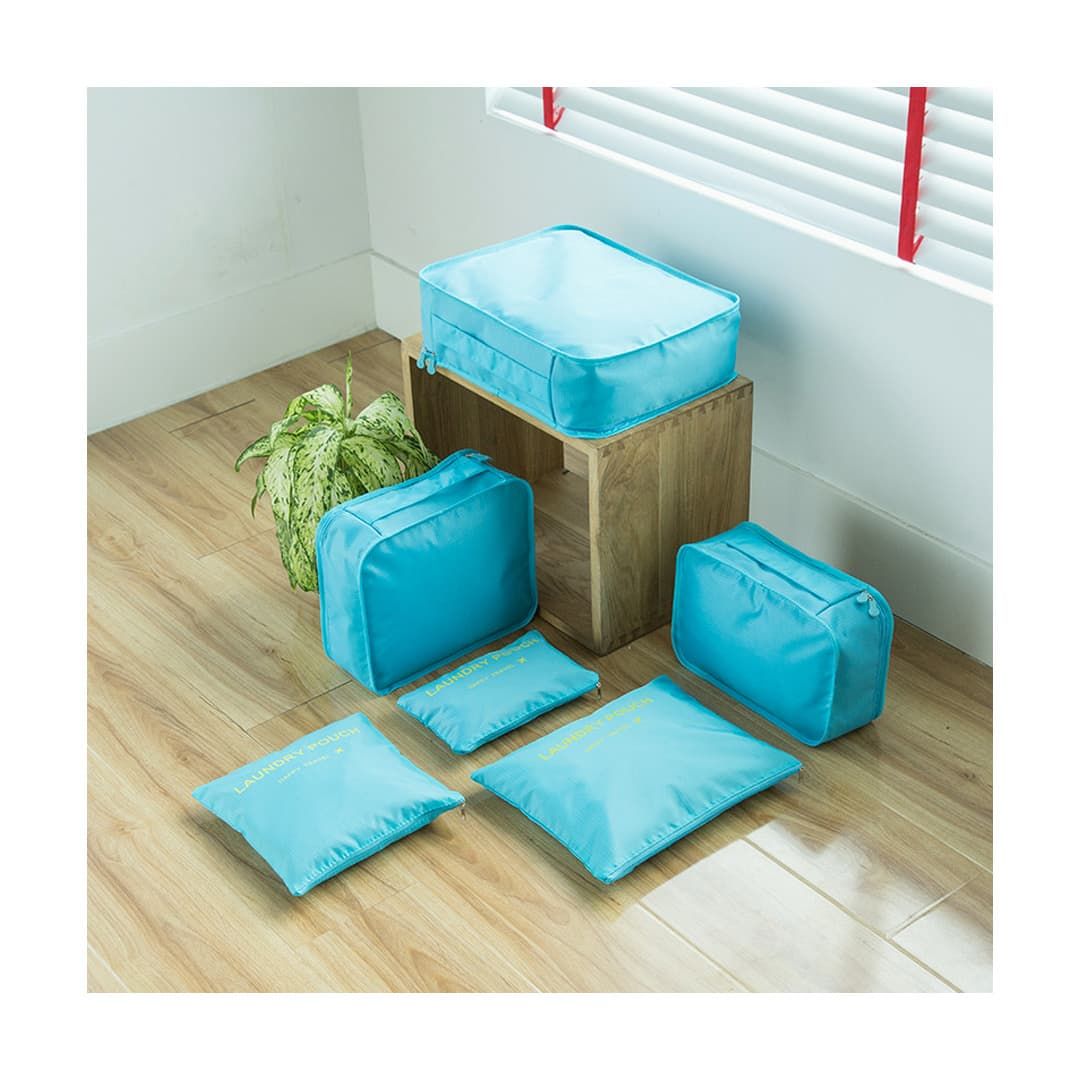 Kit Organizador De Mala 6 Peças Turquesa