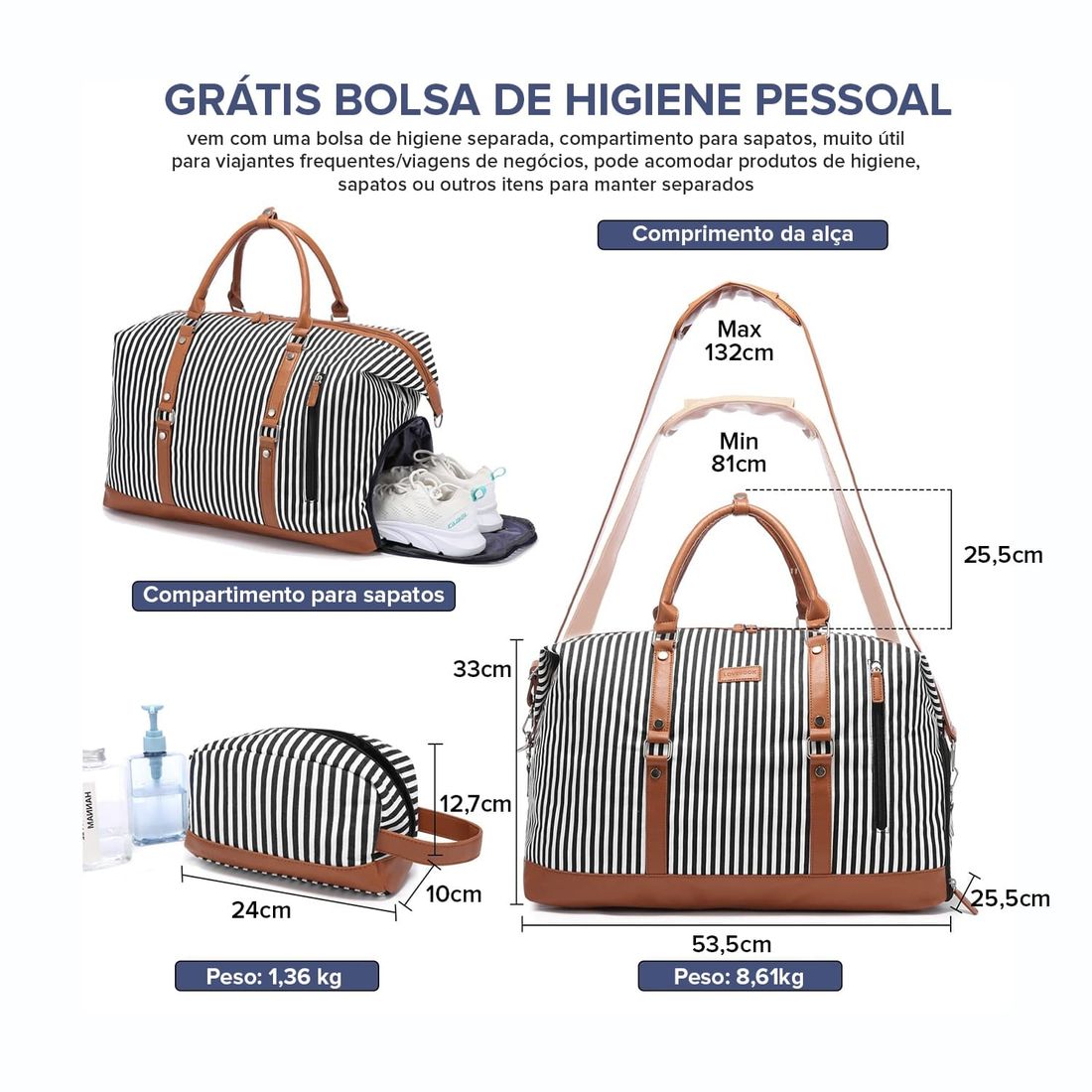 Bolsa de Viagem em Poliéster Horizon Listas