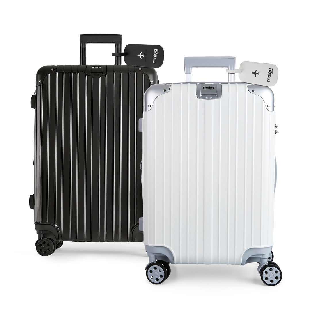 Kit de Mala Pequena de Bordo Brasil Preta e Branca com Tag Good Travel Preta e Branca