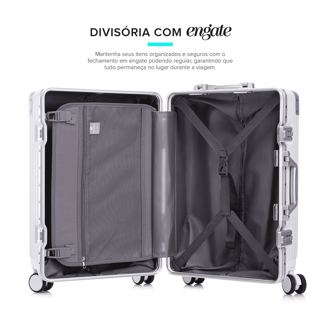 Compre Kit de Malas de Viagem Toronto Branca Media 23kg, Grande 32kg e Frasqueira e Leve 2 Capas Transparentes Cinza
