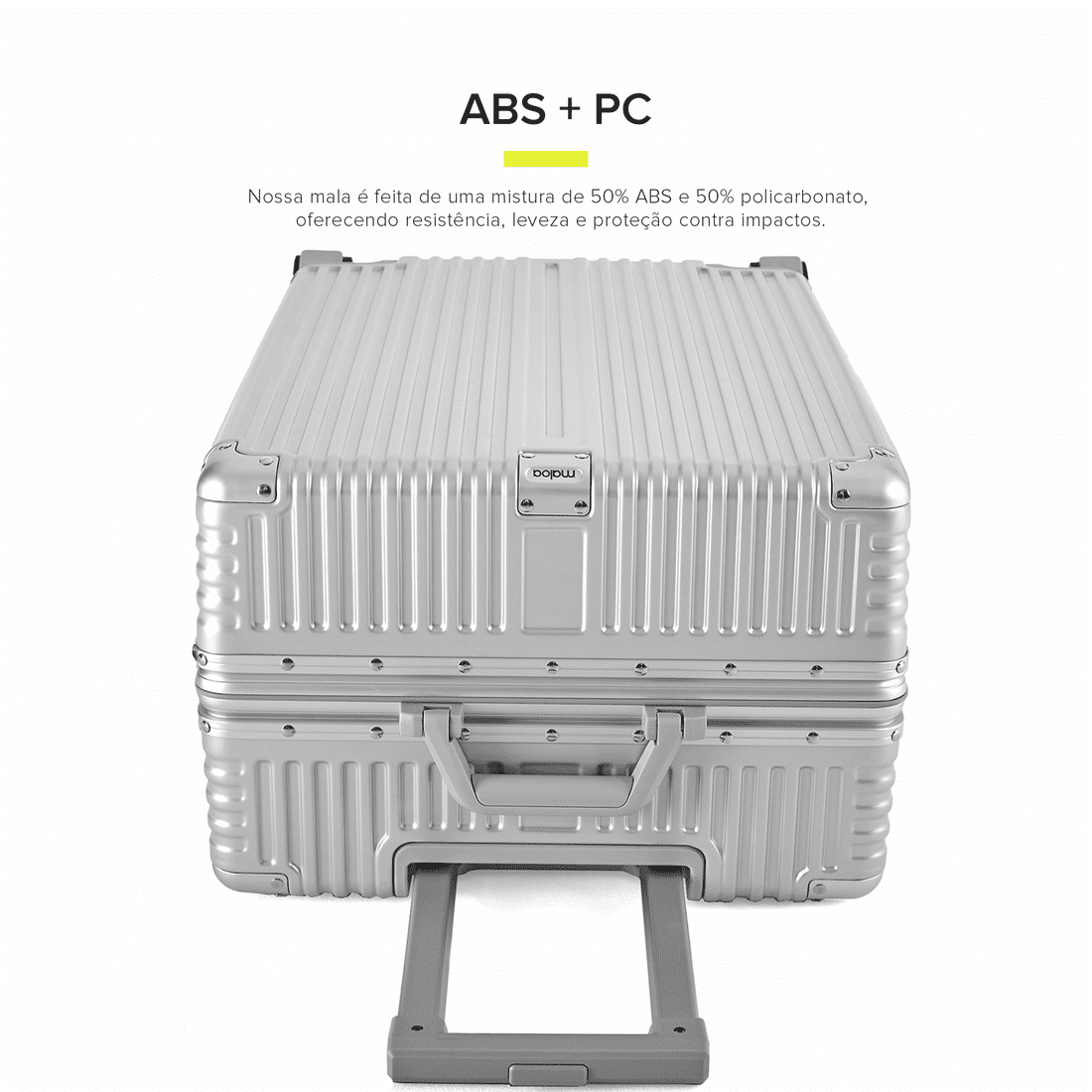 Mala de Viagem Pequena de Bordo 10kg Policarbonato ABS Noruega Maloa Prata