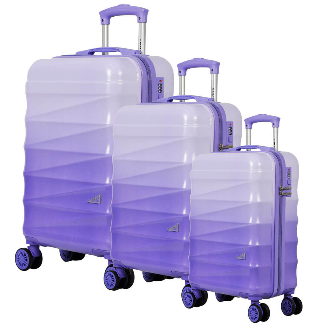 Kit de Mala de Viagem 3 Peças Gradiente Colors Policarbonato Com ABS Roxo com Lilas Kit de Mala de Viagem 3 Peças Gradiente Colors Policarbonato Com ABS Roxo com Lilas