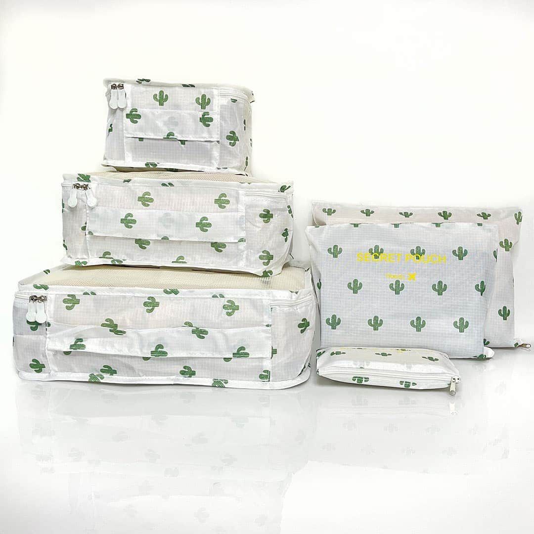 Kit Organizador De Mala 6 Peças Cactos Branco