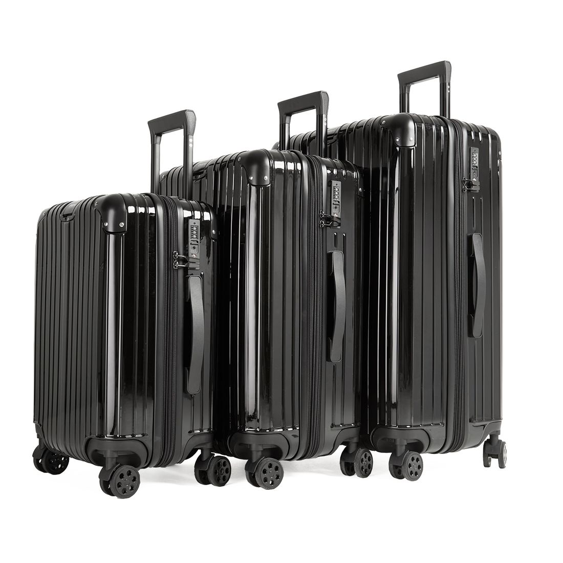 Kit de Viagem com 3 Peças ABS Policarbonato com Expansor Brasil Maloa Preto Kit de Viagem com 3 Peças ABS Policarbonato com Expansor Brasil Maloa Preto