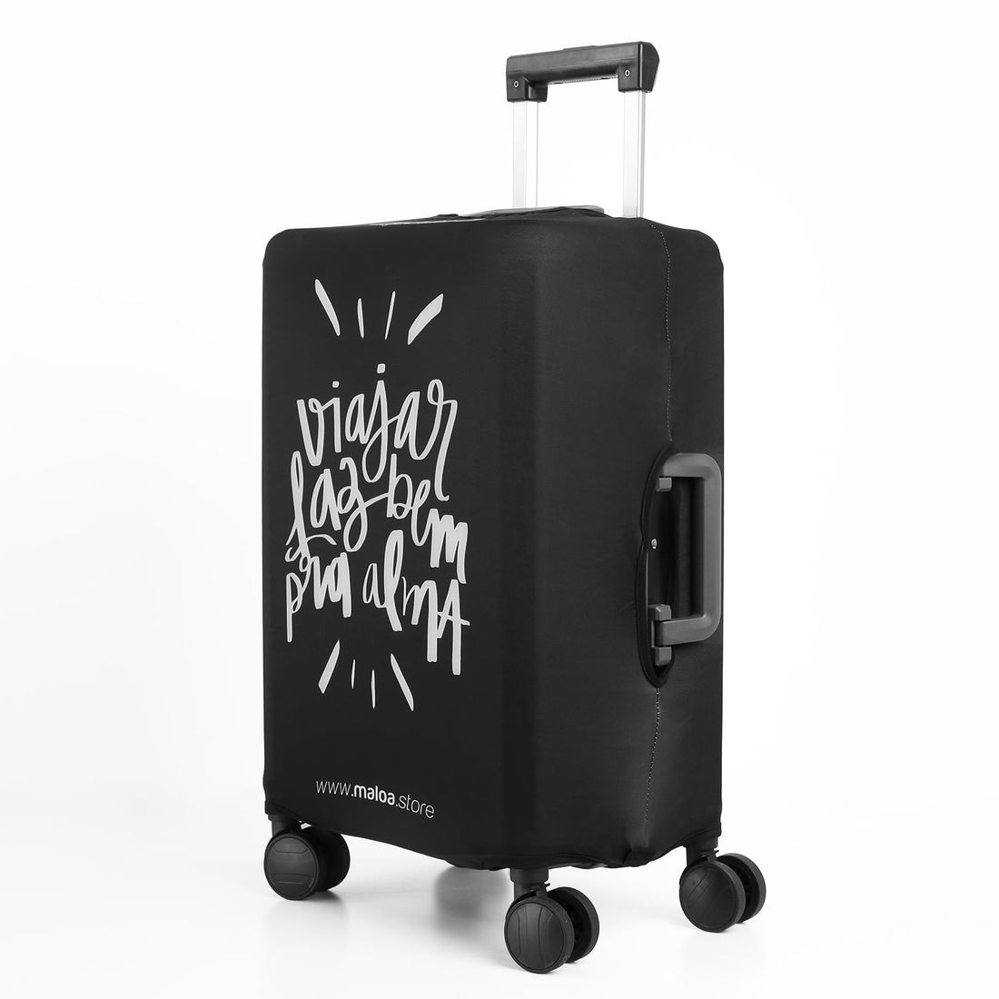 Kit de Mala Media 23 kg e Grande 32 kg, Bolsa Confort Branca e 2 Capa Viajar Faz Bem M e G Preto Kit de Mala Media 23 kg e Grande 32 kg, Bolsa Confort Branca e 2 Capa Viajar Faz Bem M e G Preto