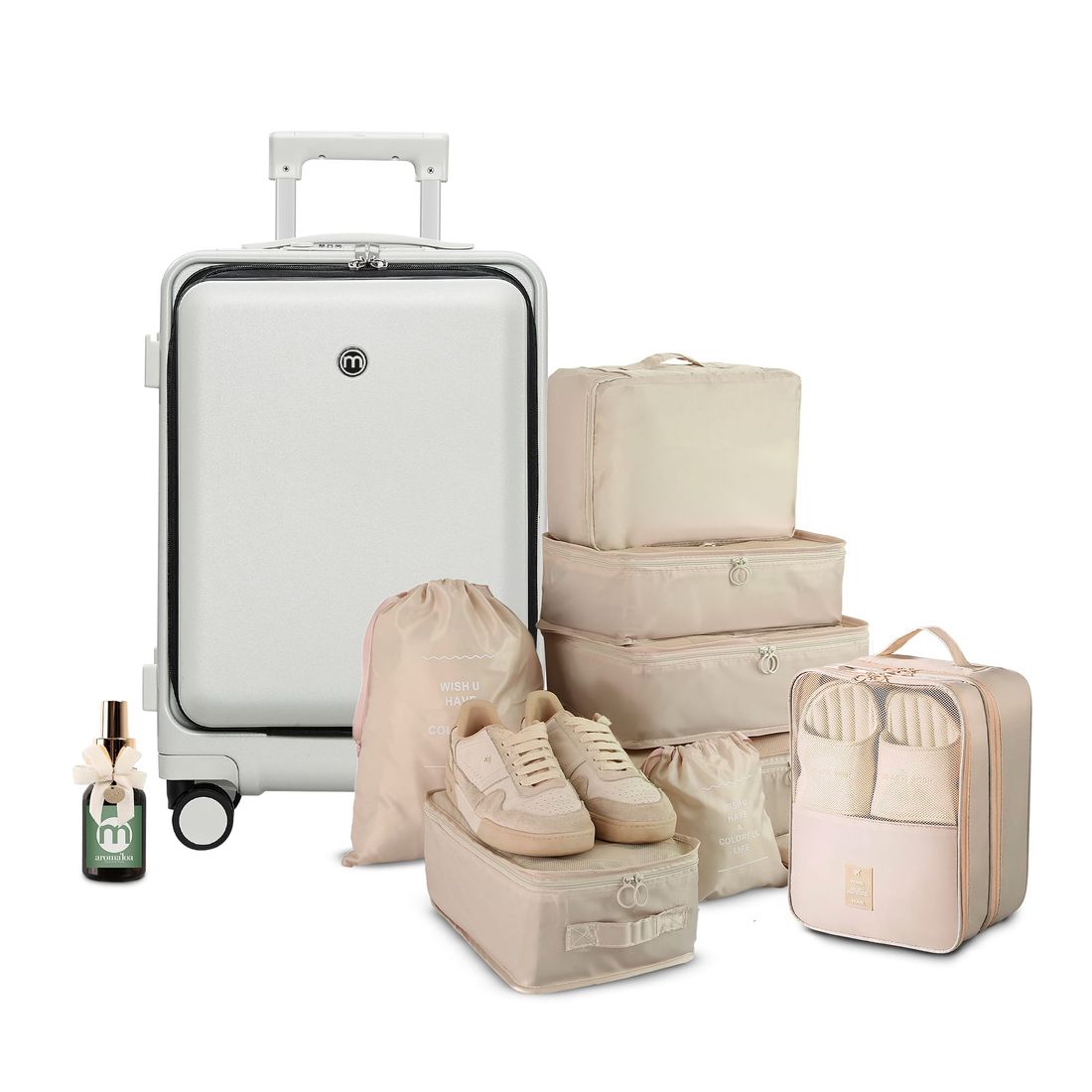 Kit de Mala Pequena de Bordo 10 kg Bélgica Branca,Organizador Sapato, Organizador Colorful Life e Home Spray Aroma`loa Kit de Mala Pequena de Bordo 10 kg Bélgica Branca,Organizador Sapato, Organizador Colorful Life e Home Spray Aroma`loa