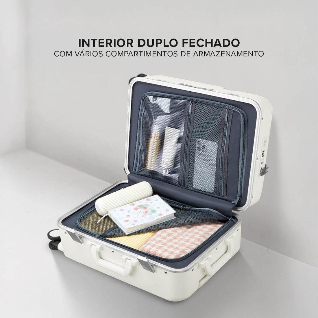 Mala de Viagem Pequena de Bordo 10 kg em Policarbonato Lisboa Maloa Branco Mala de Viagem Pequena de Bordo 10 kg em Policarbonato Lisboa Maloa Branco