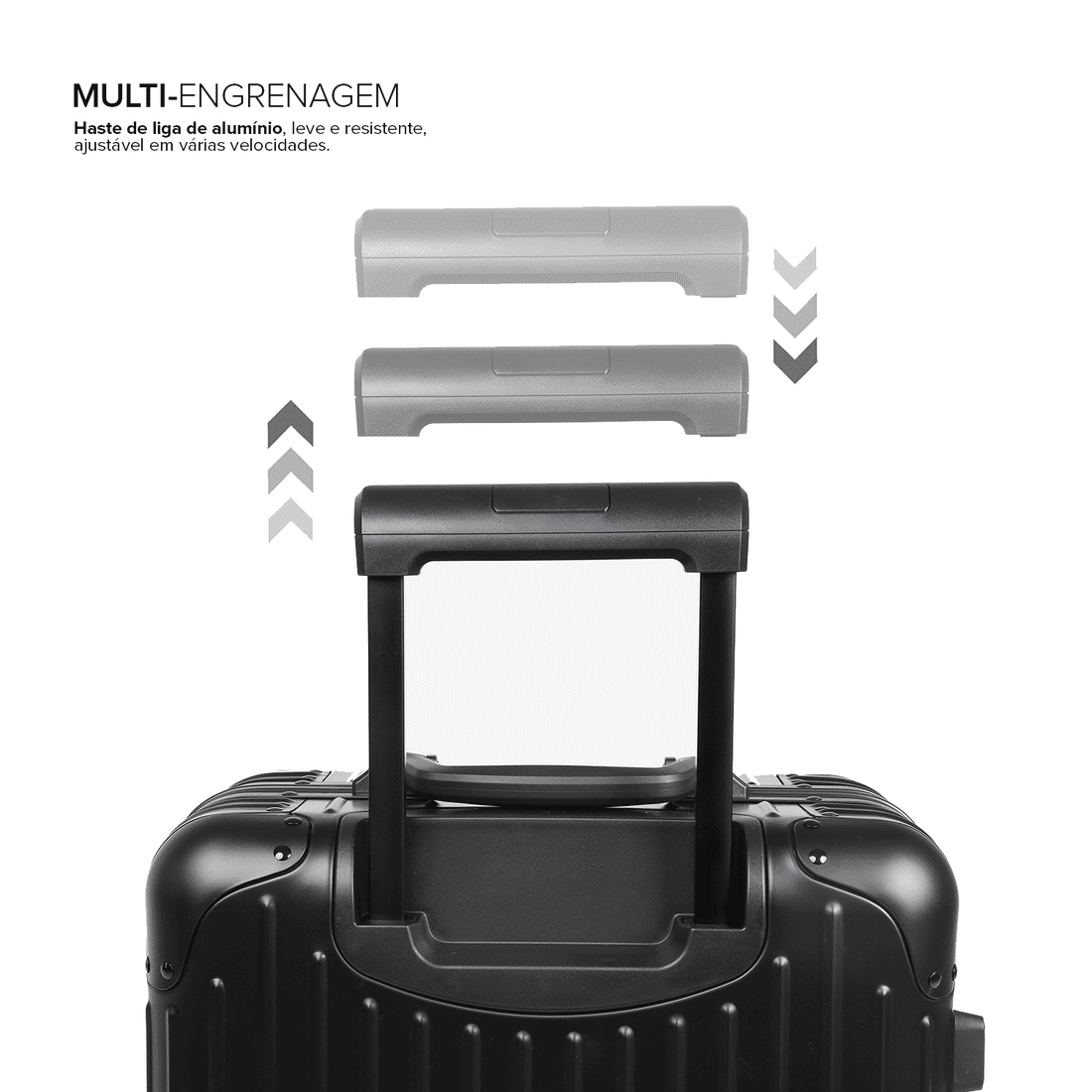 Mala de Viagem Pequena de Bordo 10 kg em Aluminio Dubai Maloa Preto