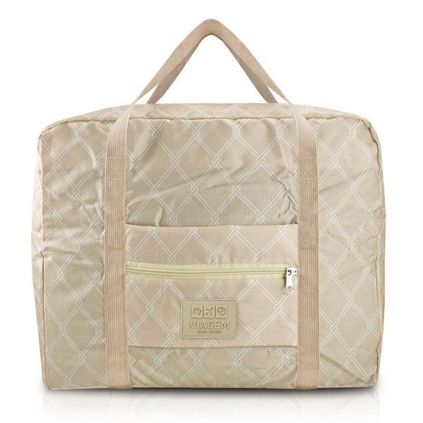 Bolsa De Viagem Dobrável Bege Quadrada Listras Bolsa De Viagem Dobrável Bege Quadrada Listras
