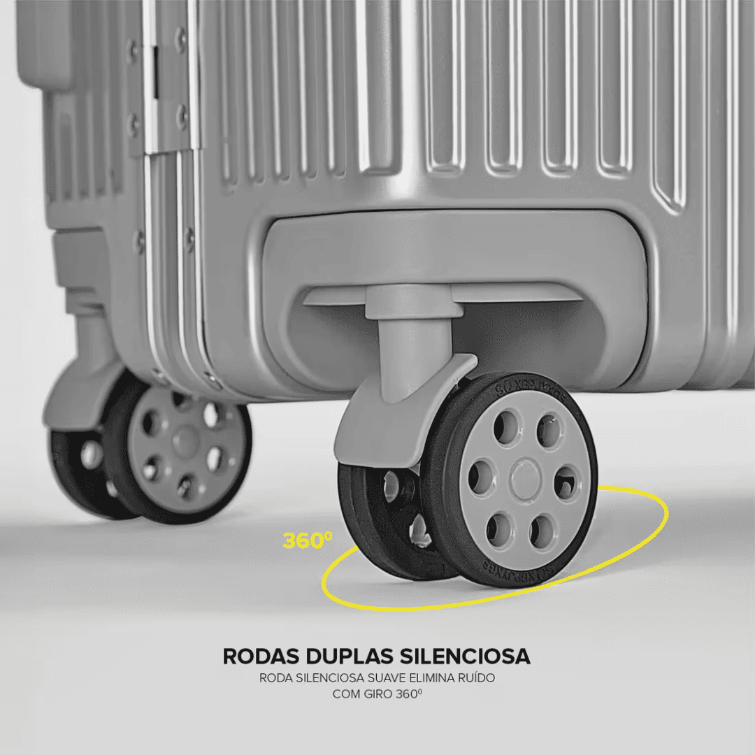 Mala de Viagem Grande 32kg Policarbonato ABS Noruega Maloa Prata Mala de Viagem Grande 32kg Policarbonato ABS Noruega Maloa Prata