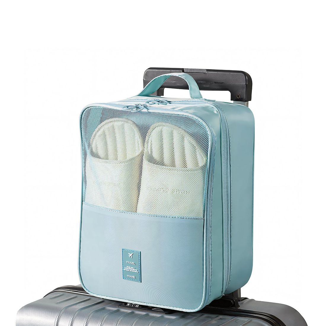 Kit Organizador Colorful Life, Organizador Porta Sapato Turquesa e Kit Frasco 9 Peças Celeste