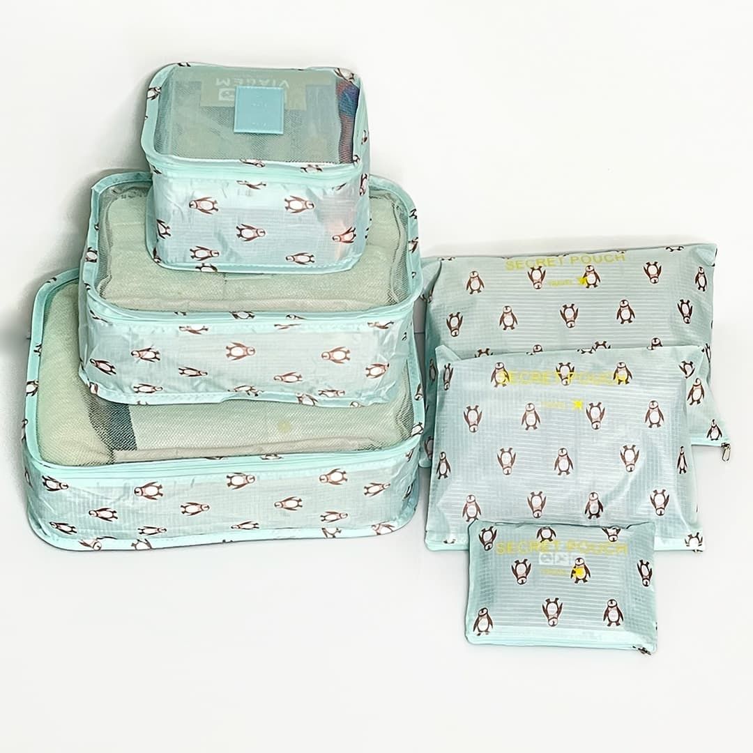 Kit Organizador De Mala 6 Peças Pinguim Acqua