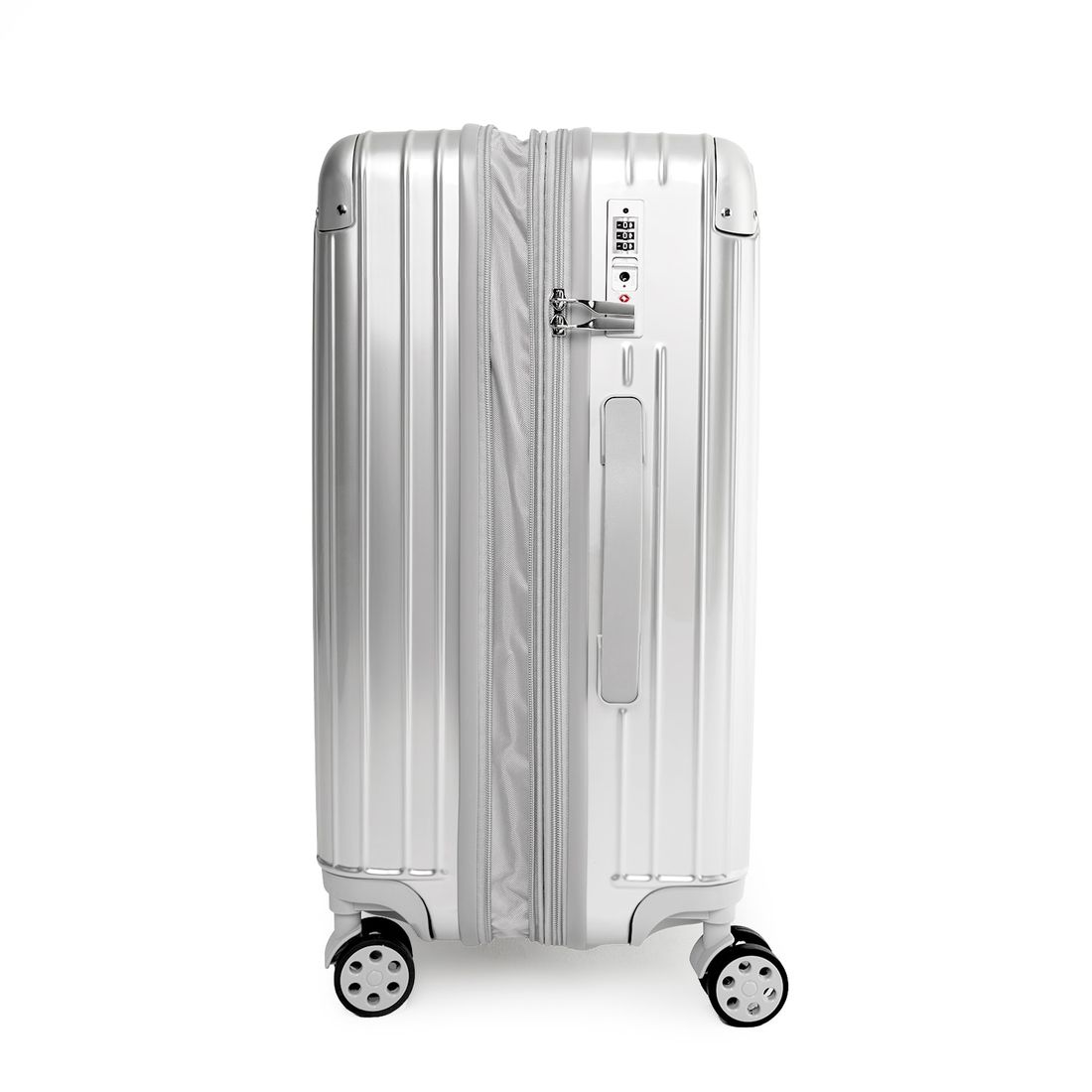 Kit Mala de Viagem Pequena de Bordo 10kg Brasil Prata e Mala Brasil Grande 32kg Prata Kit Mala de Viagem Pequena de Bordo 10kg Brasil Prata e Mala Brasil Grande 32kg Prata