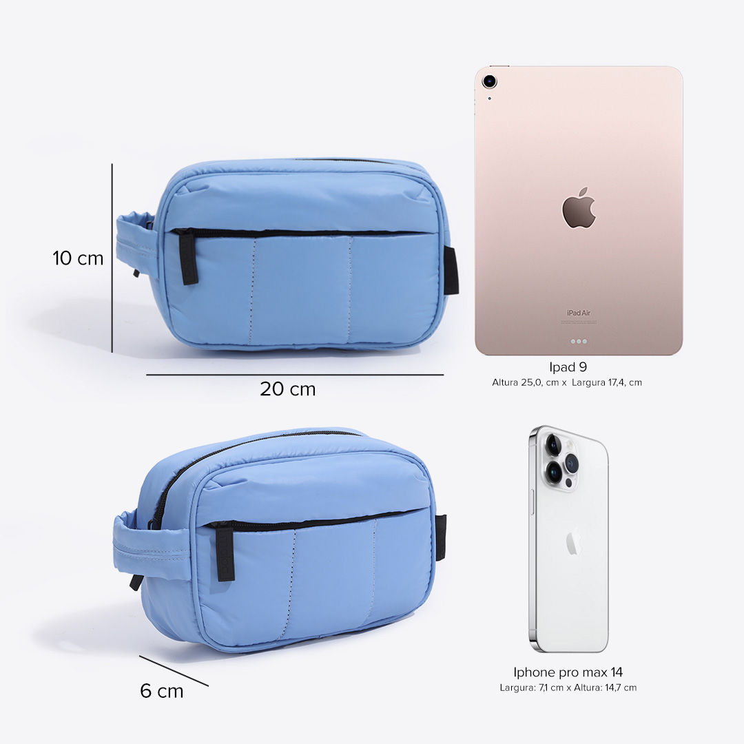 Kit de Mala Pequena de Bordo Porto Azul e Amarelo, Bolsa Confort Azul e Amarelo com Nécessaire Confort Azul e Amarelo Kit de Mala Pequena de Bordo Porto Azul e Amarelo, Bolsa Confort Azul e Amarelo com Nécessaire Confort Azul e Amarelo