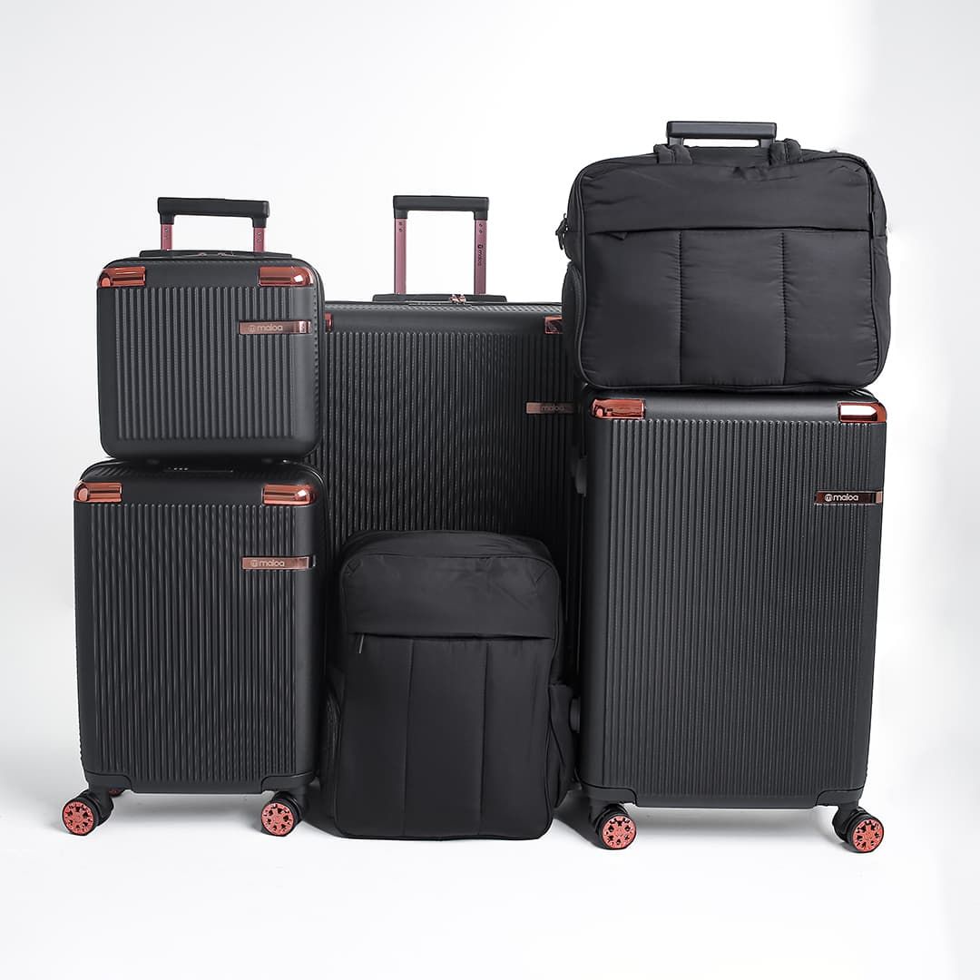 Kit de Mala de Viagem Completo Croácia Preto e Bolsa e Mochila Confort Preto Kit de Mala de Viagem Completo Croácia Preto e Bolsa e Mochila Confort Preto