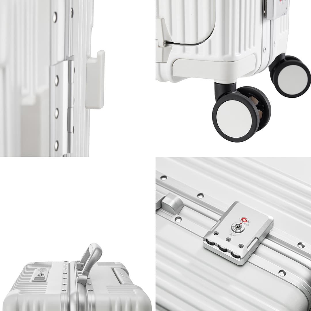 Conjunto Mala de Viagem Pequena de Bordo 10kg Policarbonato Suécia e Frasqueira Bali Maloa Branco