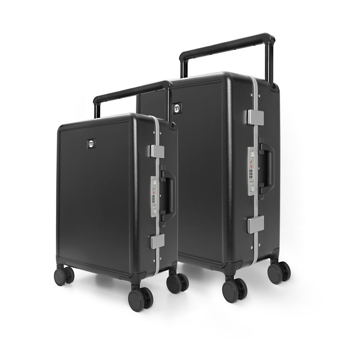 Kit de Malas de Viagem Média 23 kg e Pequena de Bordo 10kg PC Dinamarca Preto