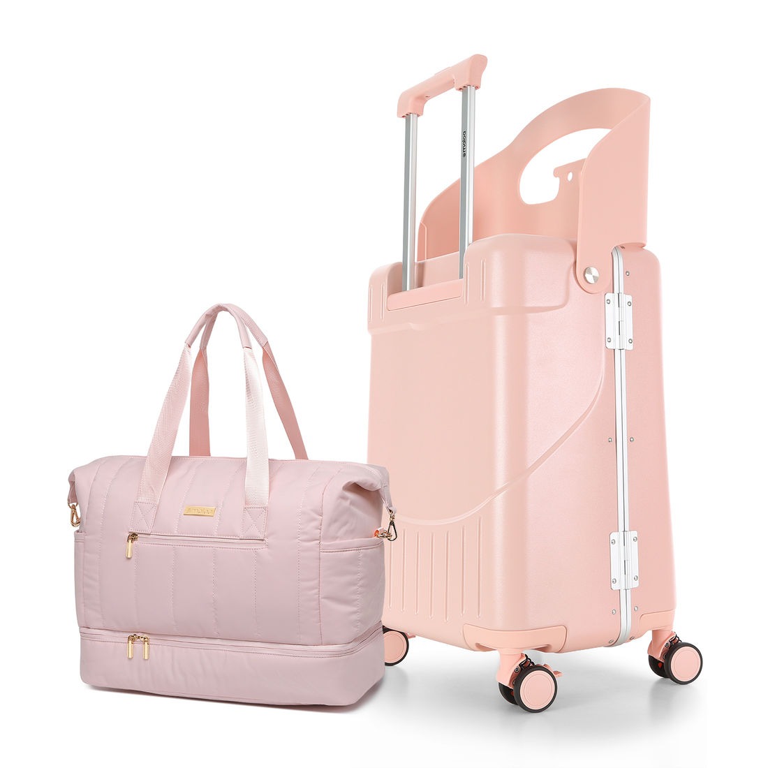 Kit de Mala de Viagem Pequena Grécia Rosa com Assento Infantil e Bolsa de Viagem Multifuncional Nomad Rosa Kit de Mala de Viagem Pequena Grécia Rosa com Assento Infantil e Bolsa de Viagem Multifuncional Nomad Rosa