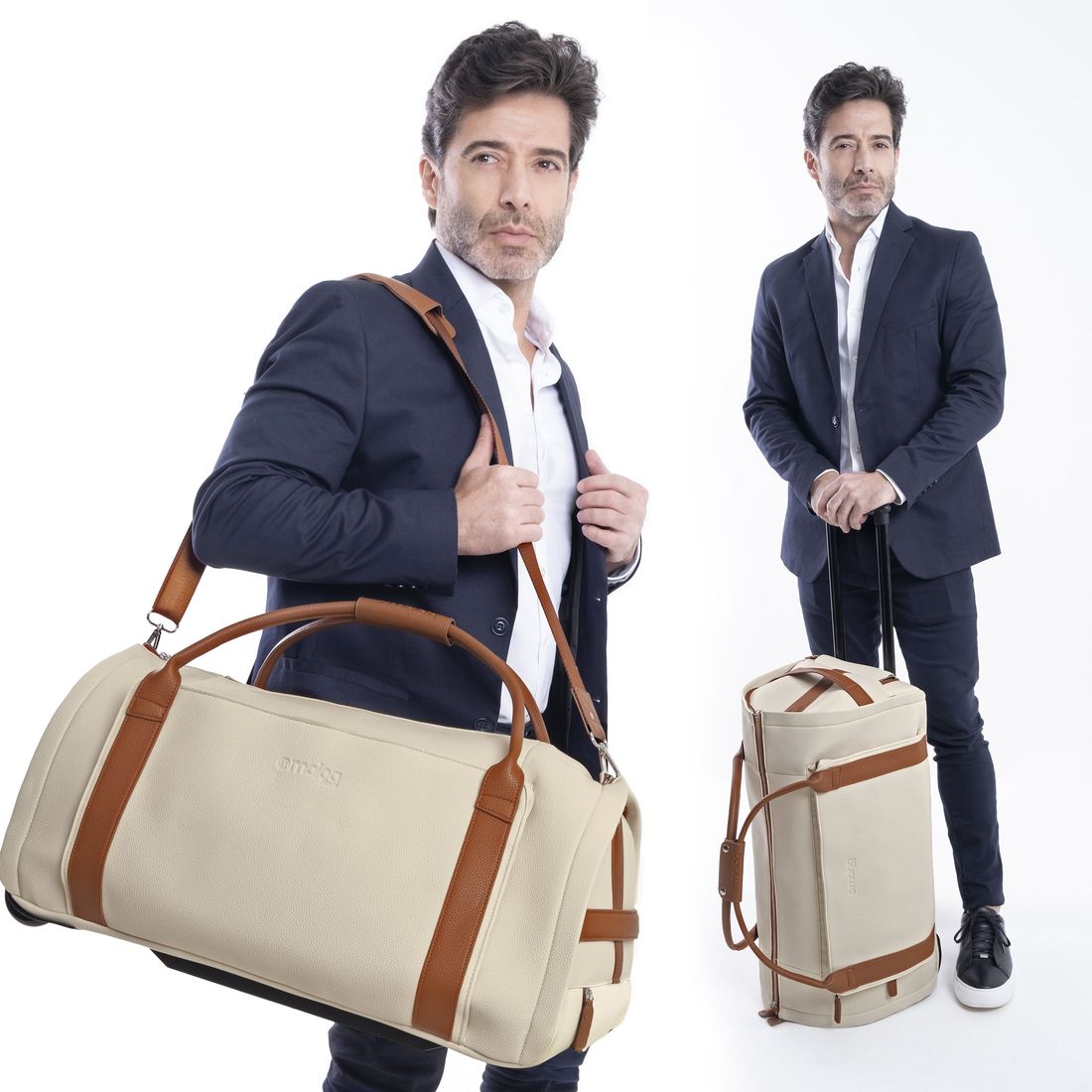 Conjunto  Bolsa de Viagem Executiva Multifuncional 9 em 1 Bege e Maletas Porta Vinho para Viagem Maloa Conjunto  Bolsa de Viagem Executiva Multifuncional 9 em 1 Bege e Maletas Porta Vinho para Viagem Maloa