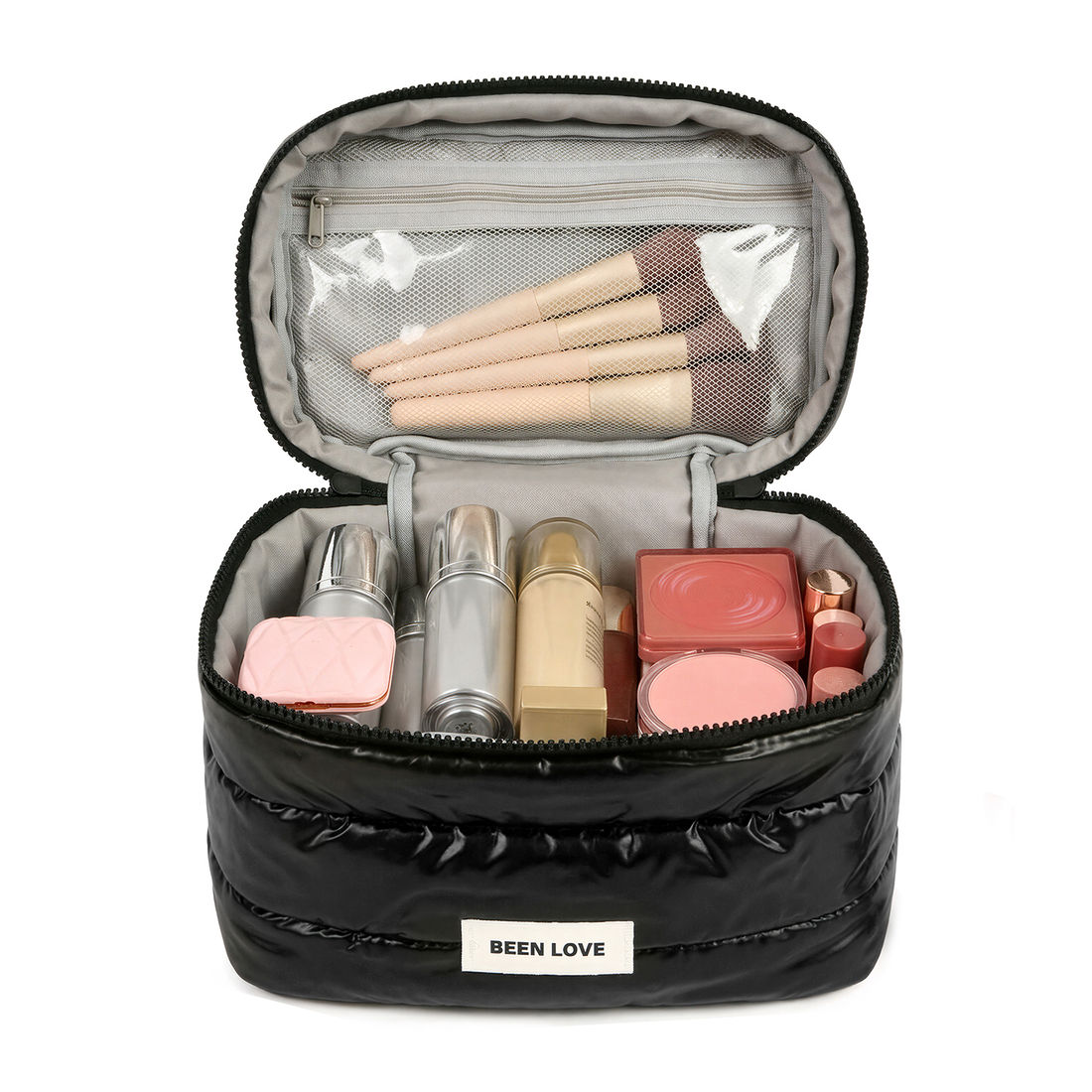 Kit de Acessórios Multifuncional com Necessaire, Porta Passaporte e Porta Notebook 14 Polegadas Puffer Maloa Preto