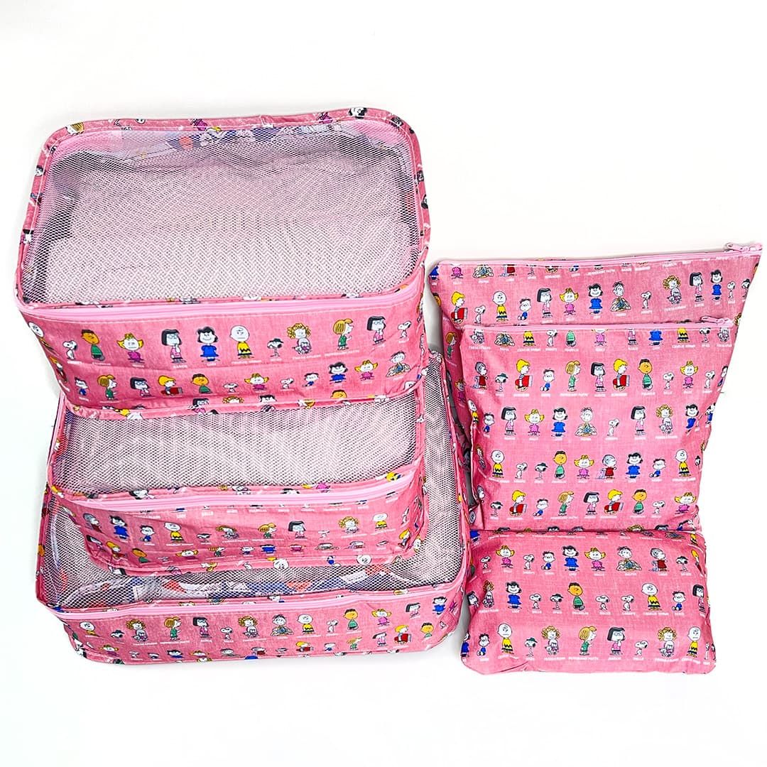 Kit Organizador De Mala 6 Peças Snoopy Rosa