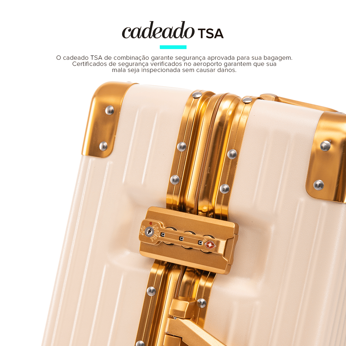 Compre Mala de Viagem Toronto Bege Grande 32kg em ABS Policarbonato e Ganhe Frasqueira