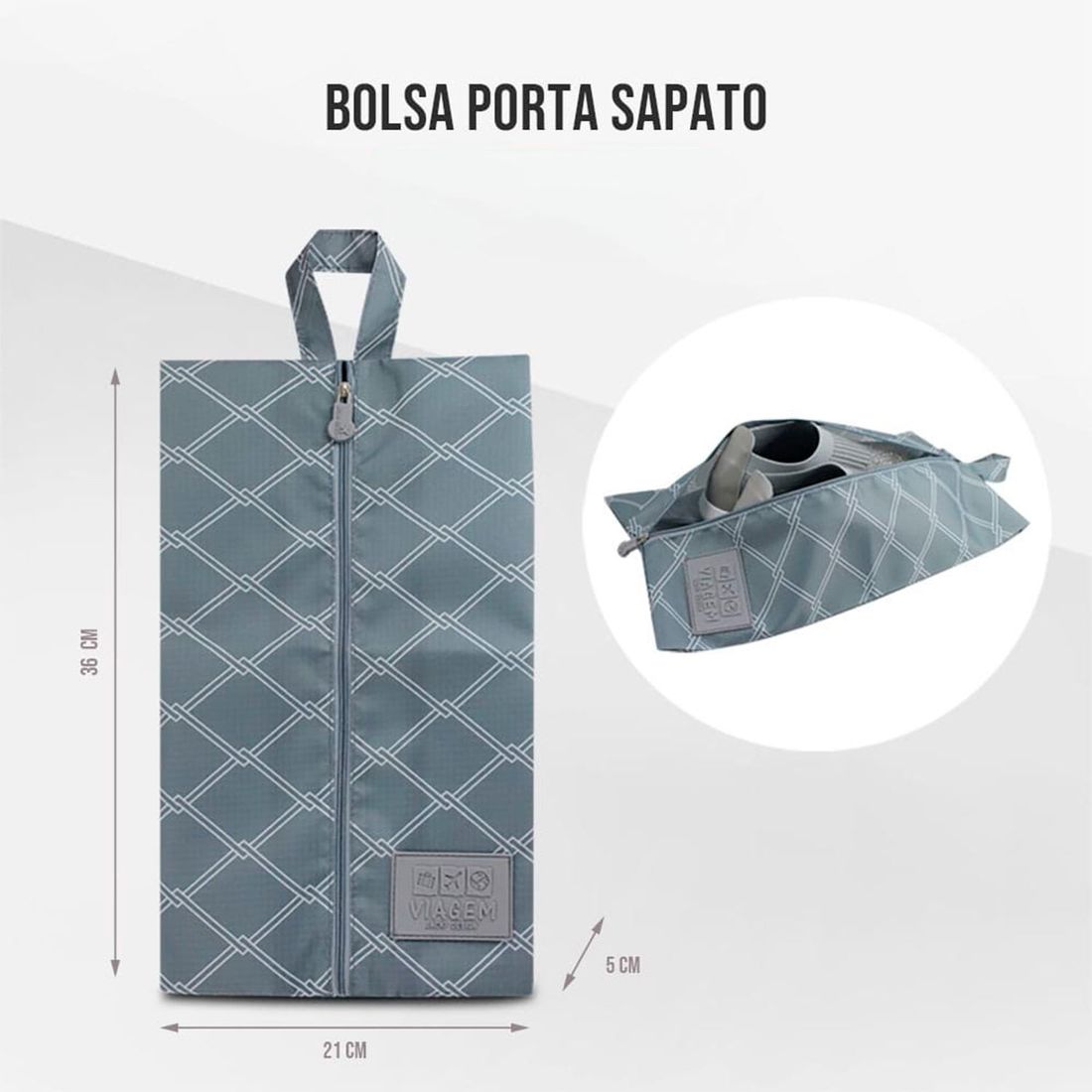 Bolsa Porta Sapato Listras Cinza Bolsa Porta Sapato Listras Cinza
