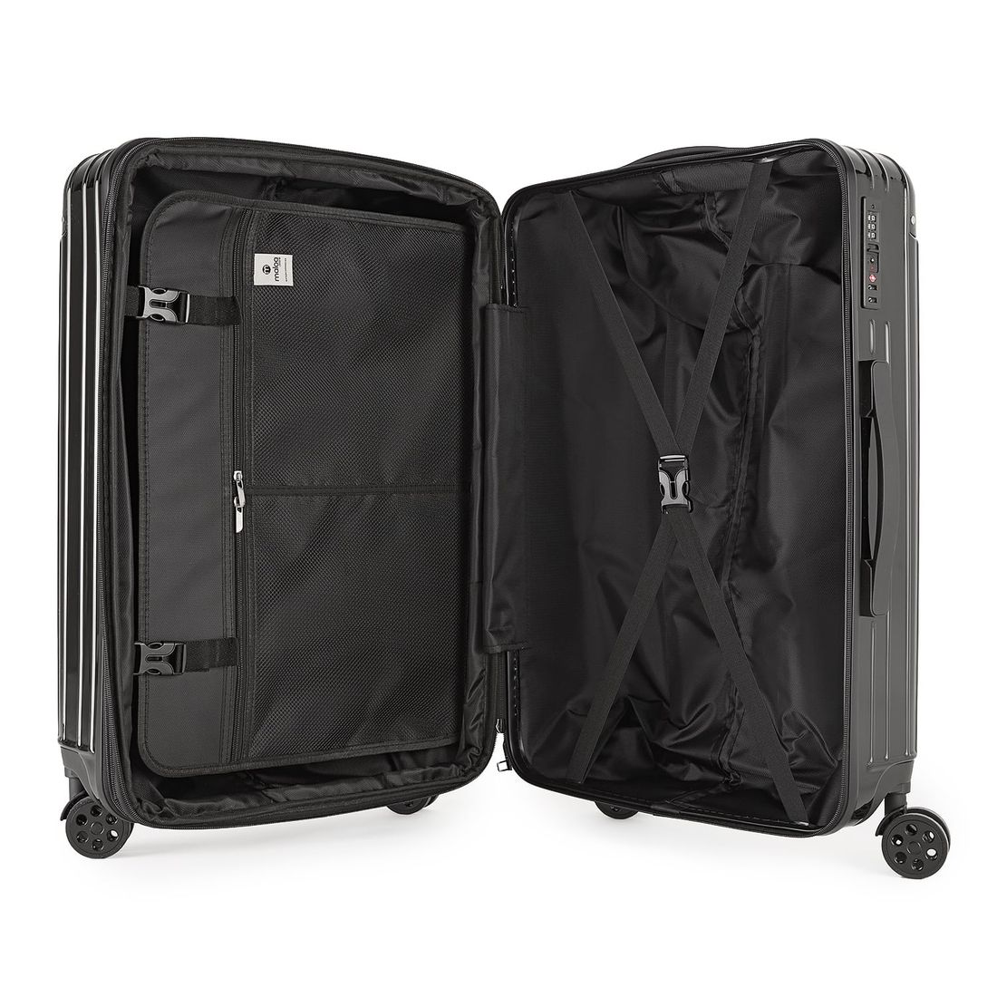 Kit de Mala Media 23 kg e Grande 32 kg, Bolsa Confort Branca e 2 Capa Viajar Faz Bem M e G Preto Kit de Mala Media 23 kg e Grande 32 kg, Bolsa Confort Branca e 2 Capa Viajar Faz Bem M e G Preto