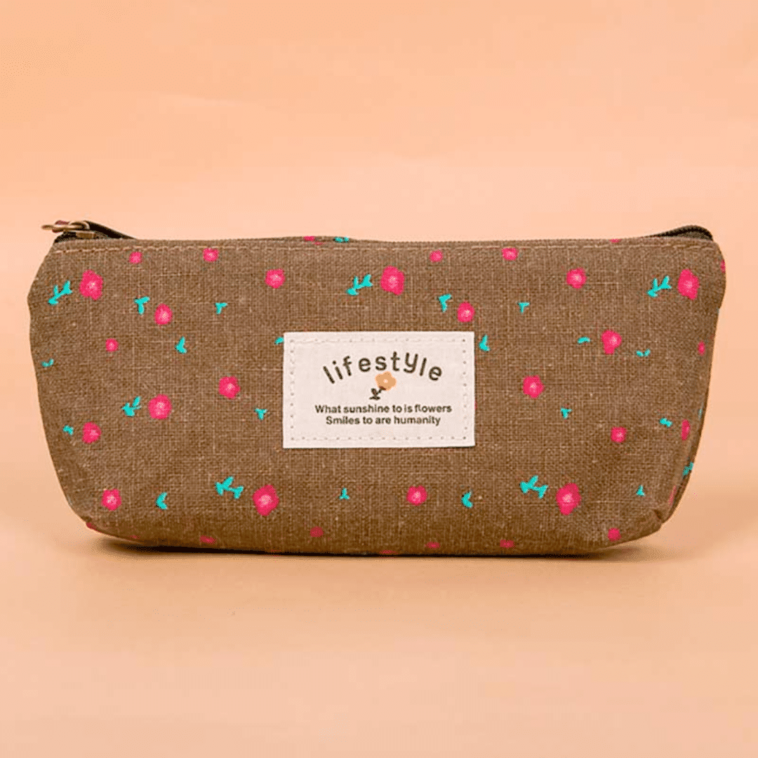 Estojo Estampado Floral Vintage Marrom Estojo Estampado Floral Vintage Marrom