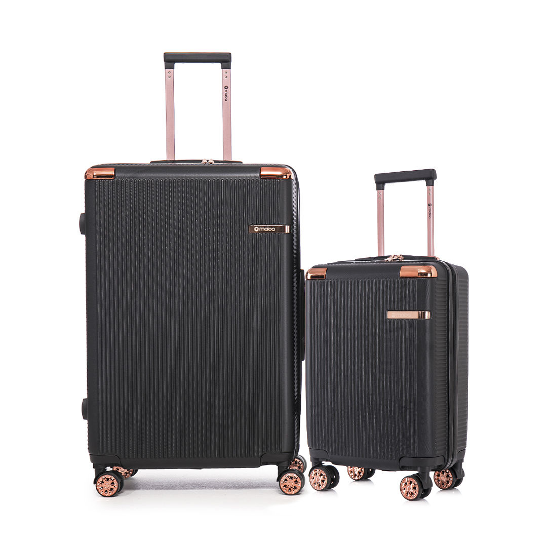 Kit Mala de Viagem Pequena de Bordo 10kg Croácia Preta e Mala Croácia Grande 32kg Preta Kit Mala de Viagem Pequena de Bordo 10kg Croácia Preta e Mala Croácia Grande 32kg Preta